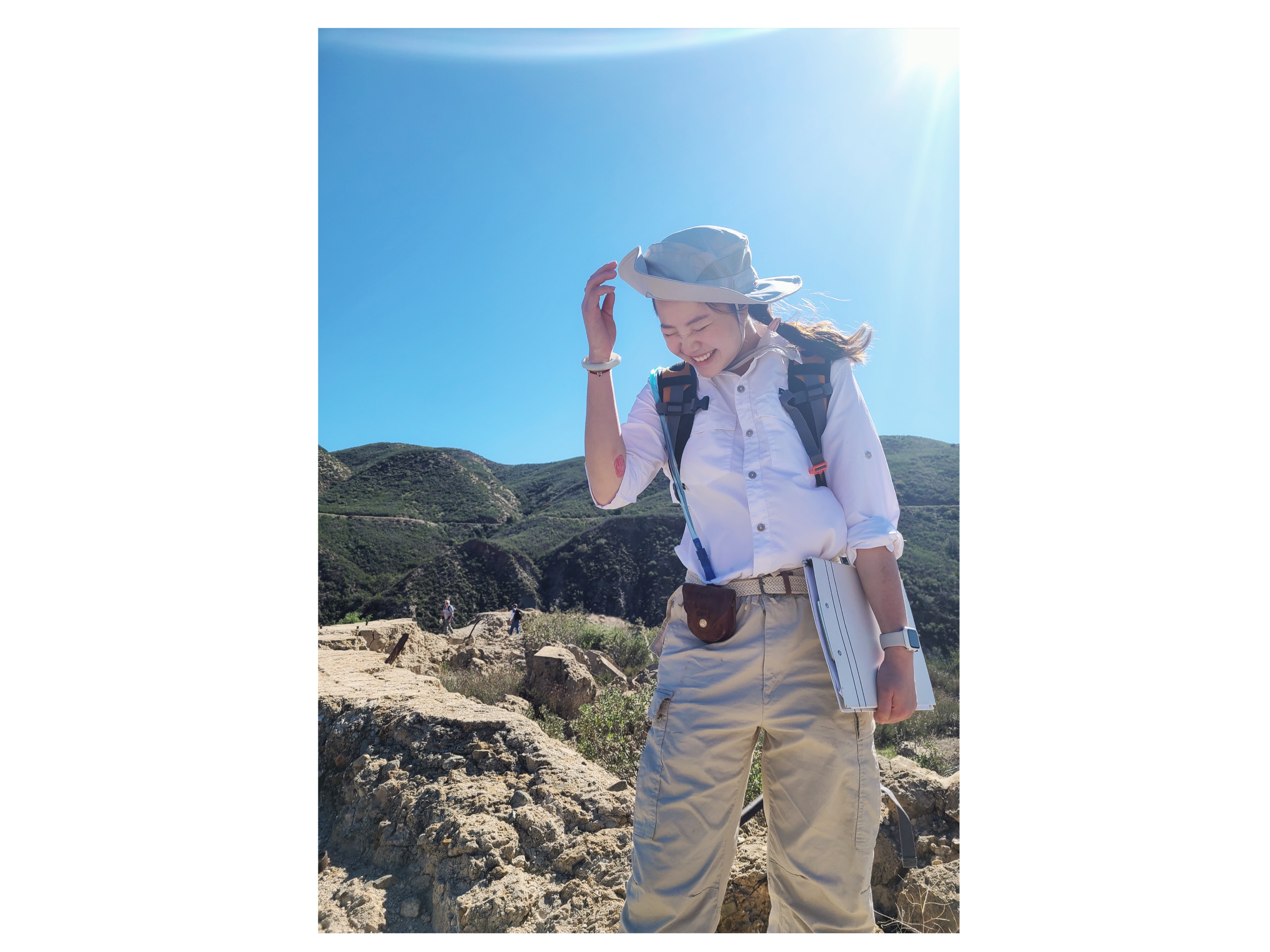 A portrait of JieQi during a field camp during her undergraduate program in Geology